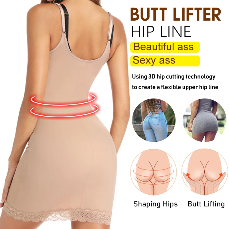 Women Full Slips for Under Dresses Body Shaper Tummy Control Shapewear  Seamless