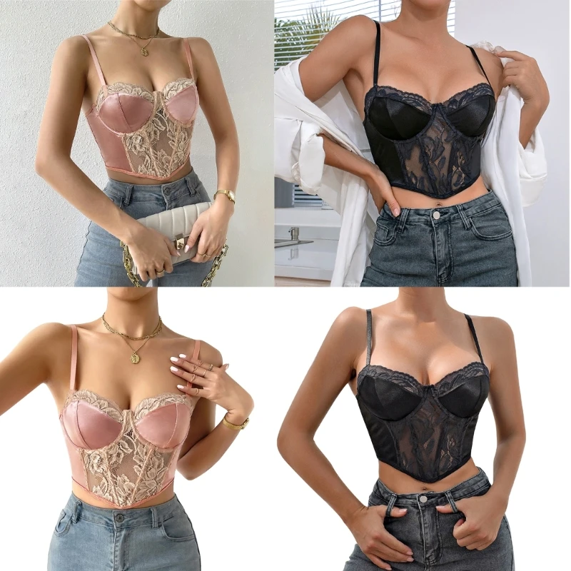 Tank Top For Women With Built In Bra Lace Patchwork Tanks Womens