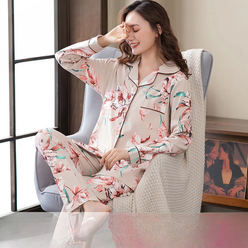 Pure Cotton Top Grade Pajamas Ms. Spring Autumn Long Sleeve Loose Cute  Loungewear Two-piece Suit Sleep Wears for Women Cotton, Beyondshoping