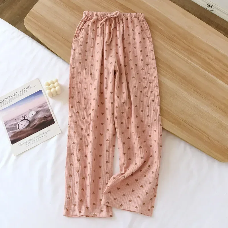 Women's Fit Comfortable Home Crepe Wear Elastic Cotton Pajama Sleep  Breathable Pants Loose Bottoms Waist Lounge &, Beyondshoping