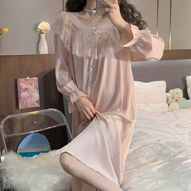 Korean Vintage Princess Lace Pajamas Sleepwear Fairy Ruffles