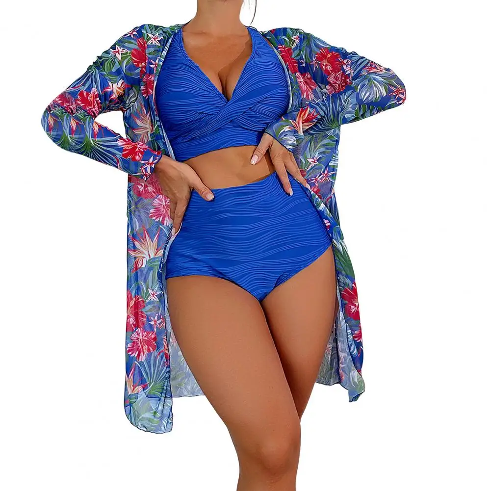 Comfortable Cover-up Set Colorful Floral Print Women's Swimsuit