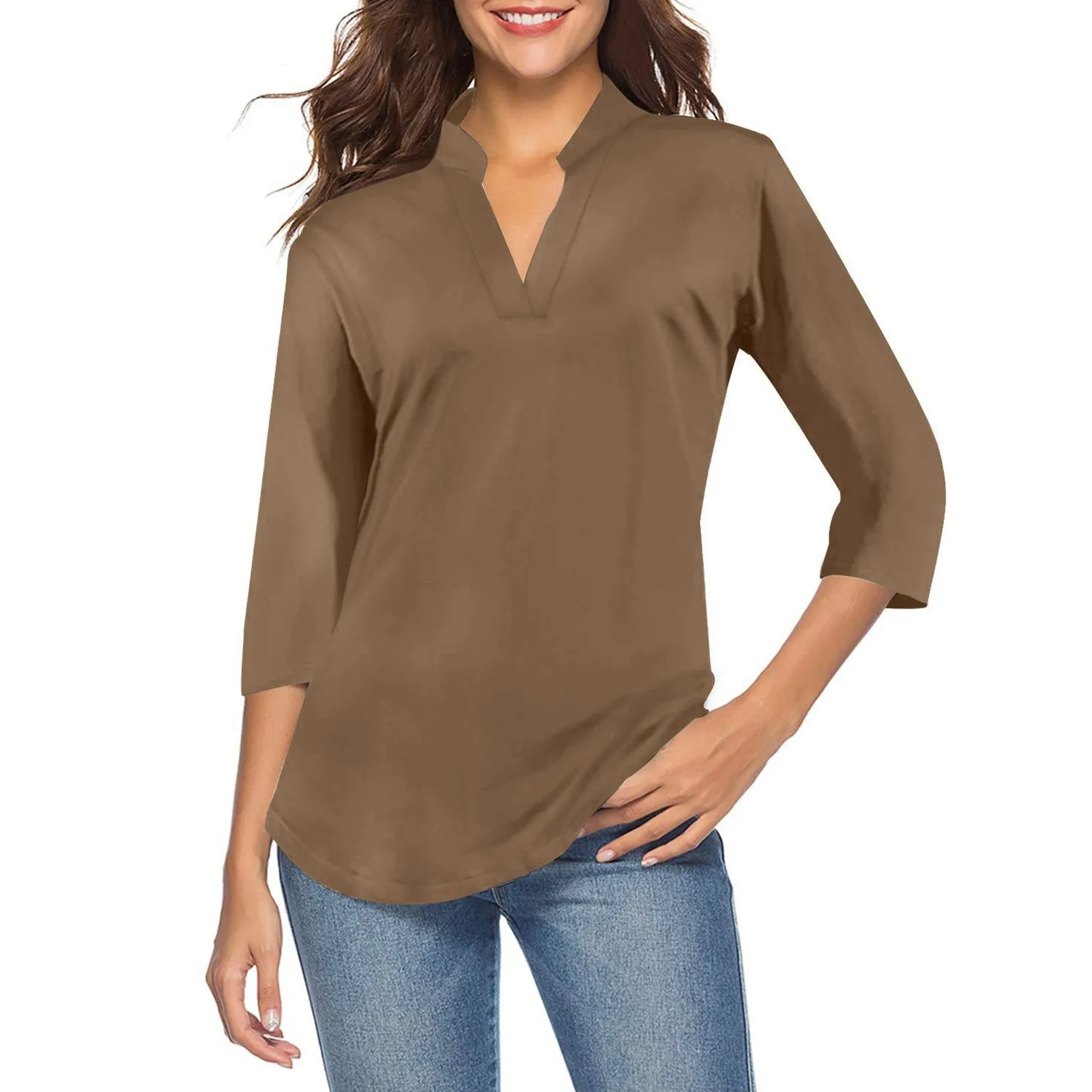 Shirts & Blouses  Women's long sleeve oversized blouses, V-Neck