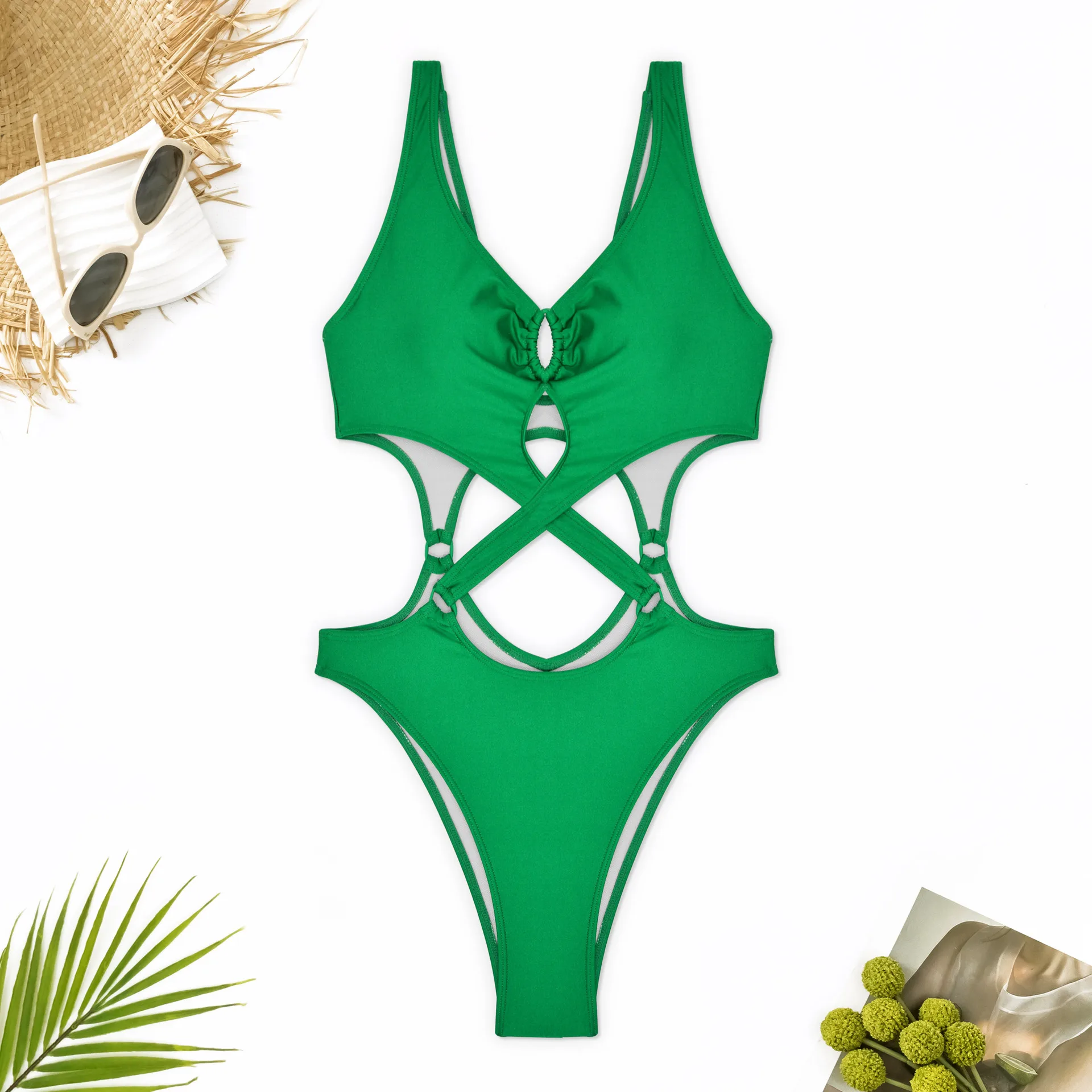 sexy solid cross hollow swimsuit one piece bodysuits bikinis 2024 women thong female bathing suit swimwear biquini 1