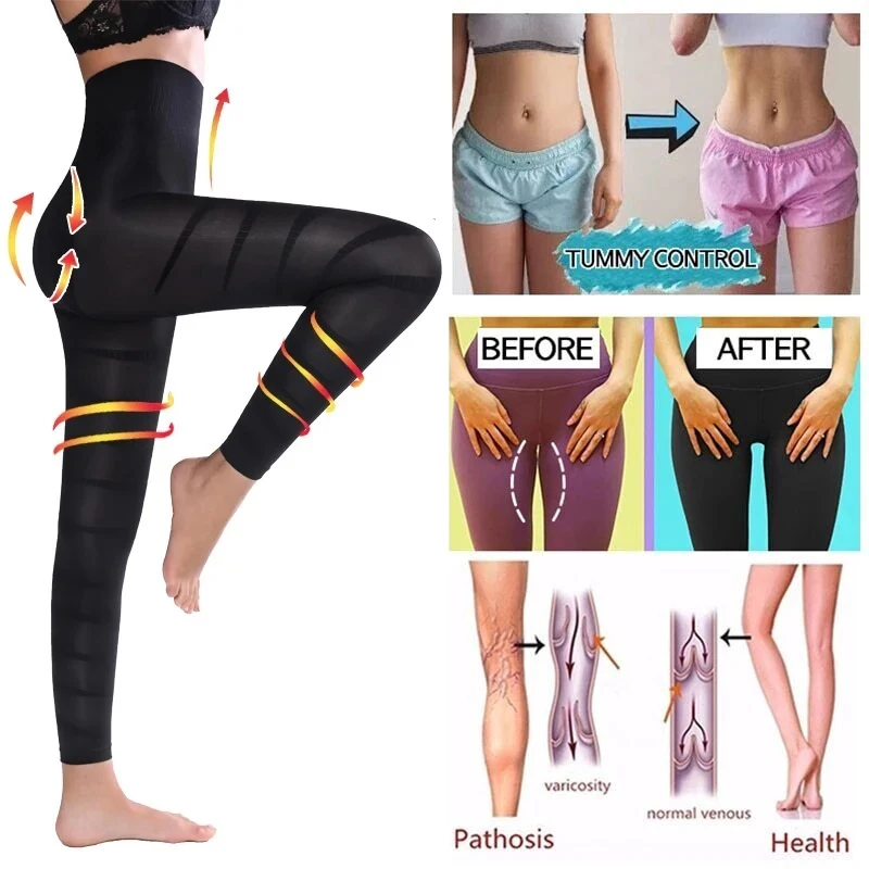 High Waist Leggings Women Sculpting Firm Control Leg Tummy Flat Skinny  Slimming Tights Thigh Slimmer Footless Pants Stretchy, Beyondshoping