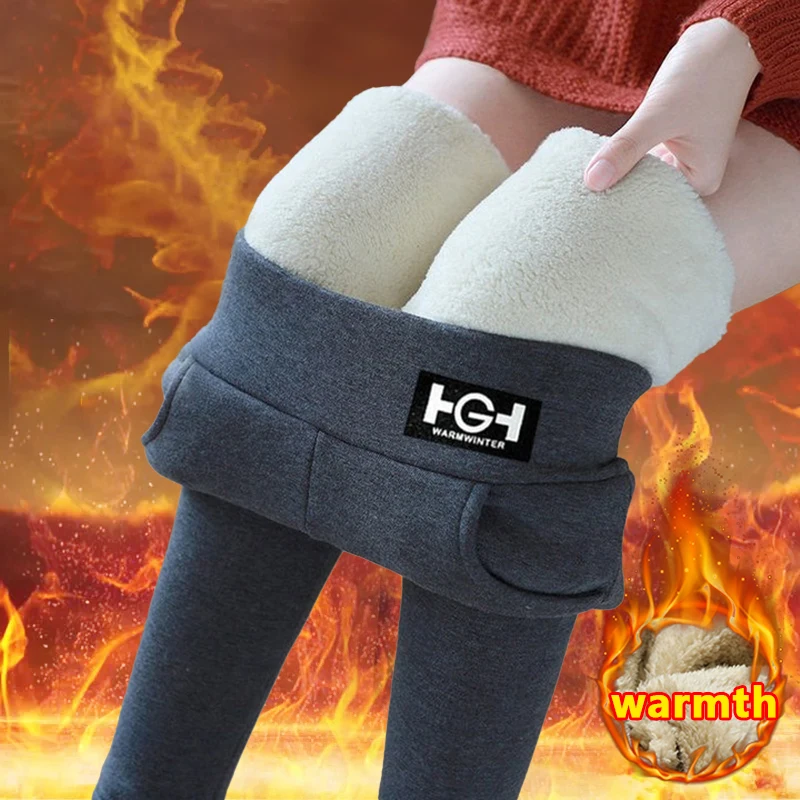 2023 Winter Women Pants Thermal Fleece Thicken Leggings High Waist Ribbed  Leggings Women Solid Comfortable Warm Stretchy Leggins