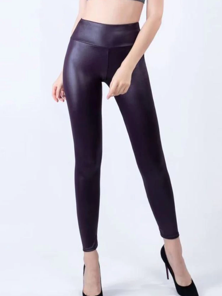 Women's Leggings Pu Leather Gym Sports Tights Pants Sexy Yoga High