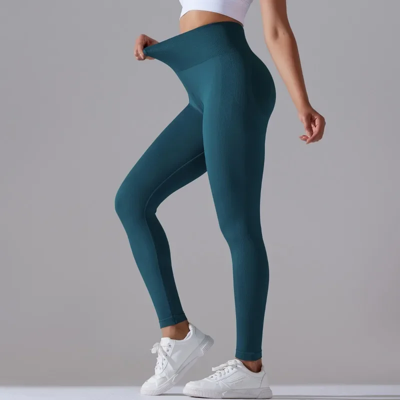 Womens Butt Lift Seamless Leggings High Waisted Yoga Pants Ribbed