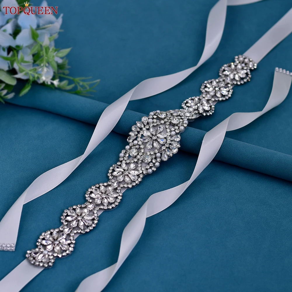 Women bling ribbon waistband Rhinestone rose flower bridal wedding girdle  Wedding party dress belt sashes
