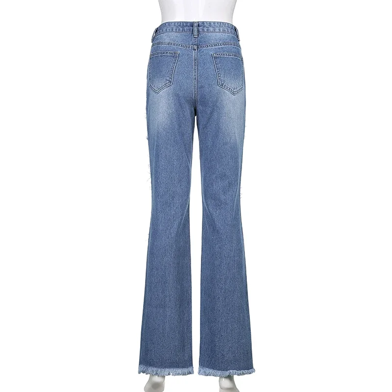 Flare Jeans Pants Women's Vintage Denim Y2k Jeans Women High Waist