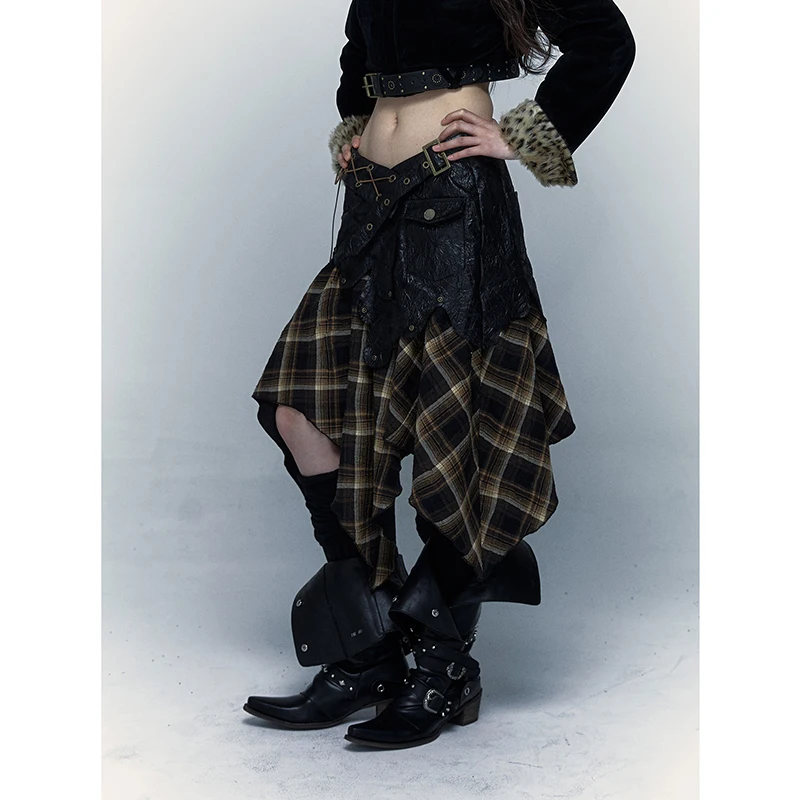 Karrcat Grunge Aesthetics Irregular Skirt Japanese Y2k Vintage 
