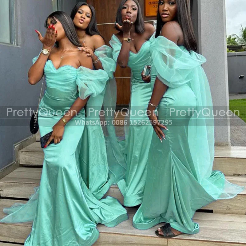 Trumper Long Bridesmaid Dresses Off Shoulder Mermaid Sexy Women Mint Green Wedding Guest Dress Maid Of Honor 1