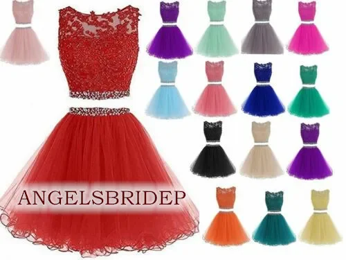 Two Pieces Homecoming Dresses Short Vestidos de festa Formal Crystal Tulle Cinderella Graduation Party Gowns Hot 1