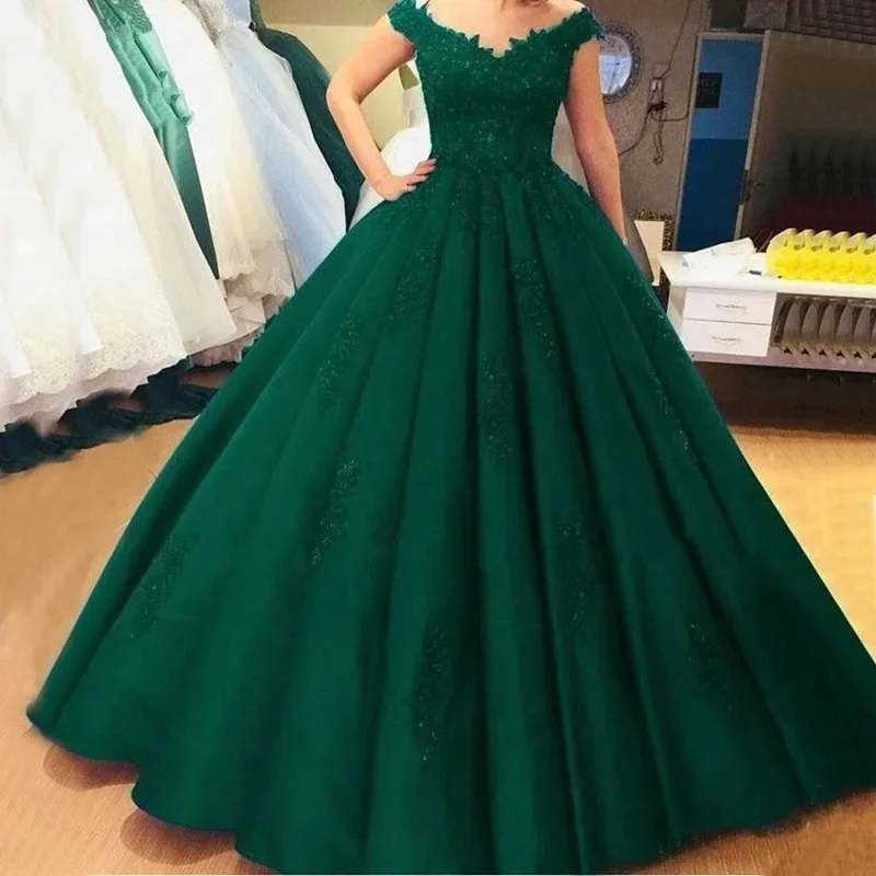 V-Neck Ball Gown Quinceanera Dresses For 15 Party Formal Off-Shoulder Applique Formal Cinderella Birthday Gowns 1