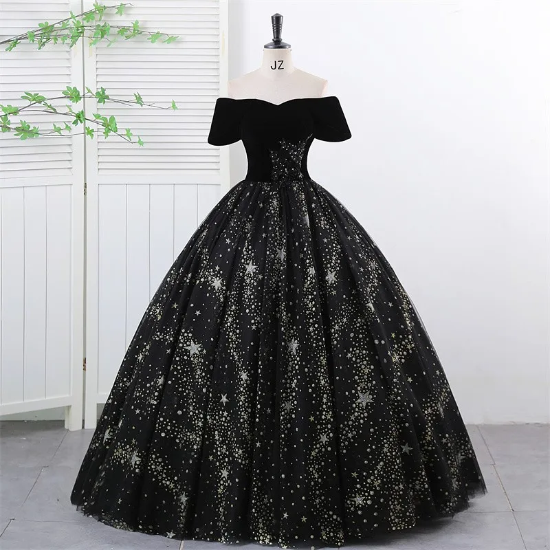 Ashley Gloria Vestidos Birthday Party Dress Shinny Sequin Quinceanera Dresses Off The Shoulder Ball Gown Robe De Bal Plus Size 1