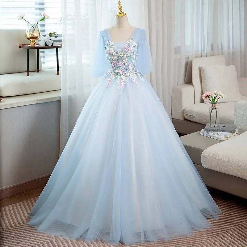 Colorful Flowers Quinceanera Dress Short Sleeves Prom Party Gown vestidos de 15 quinceañera vestidos para eventos especiales 1