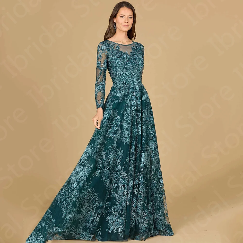 Vintage Dark Teal Mother Gowns for Wedding Women 2024 Lace Mother of the Groom Dress Long Sleeves Wedding Party Dresses Pink 1