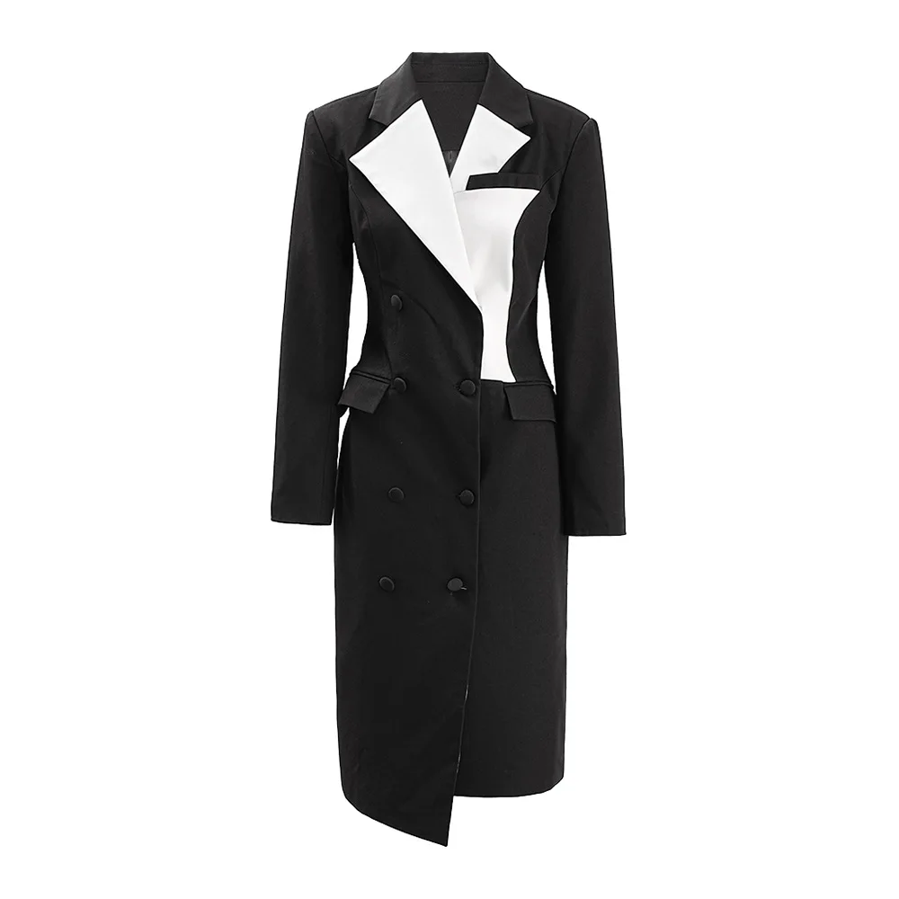 Black Women Suits 1 Piece Long Blazer Female Formal Office Lady Business Work Wear Double Breasted Wedding Coat Maxi Prom Jacket 1