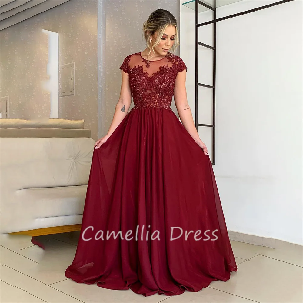 Elegant Bateau Neck Mother Of The Bride Dress A Line Chiffon Lace Appliques Formal Dresses Vestidos Mae Da Noiva Casamentos 1