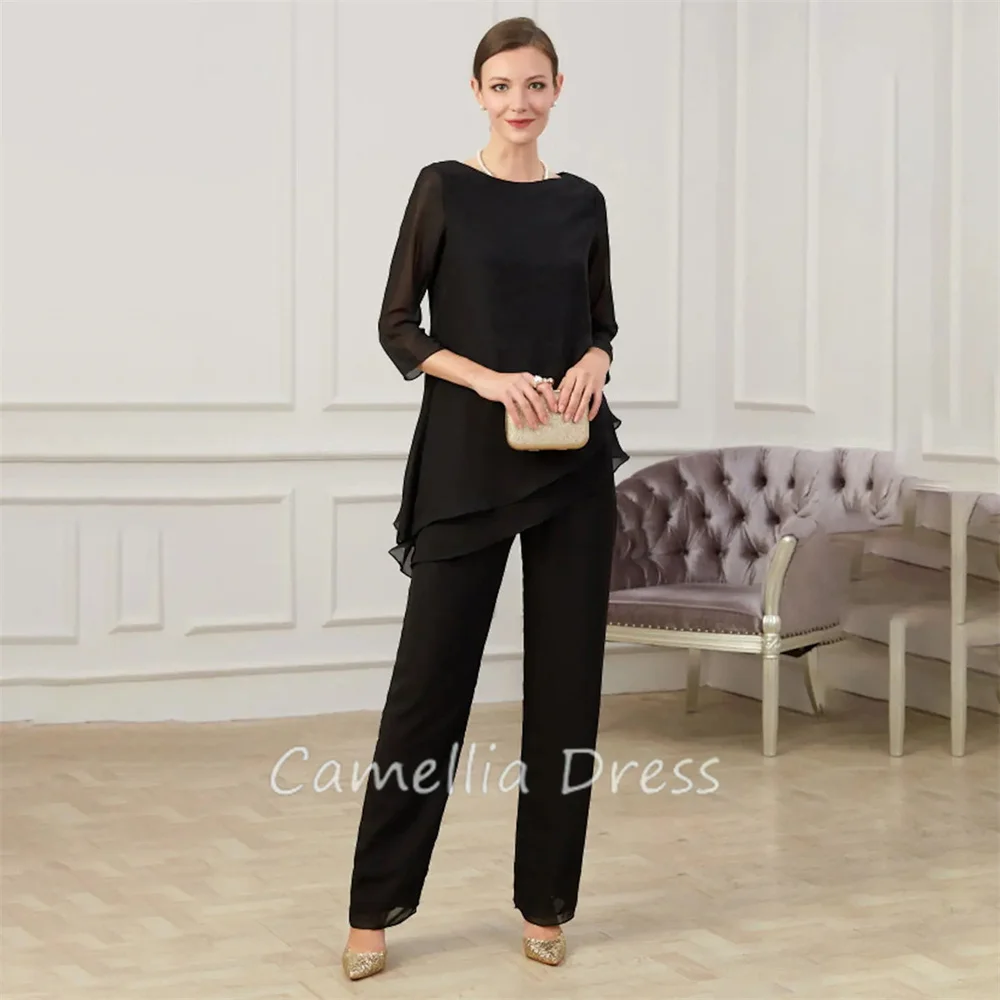 Elegant Scoop Neck Mother Of The Bride Dress Jumpsuit Chiffon Ankle-Length Formal Dresses Vestidos Mae Da Noiva Casamentos 1