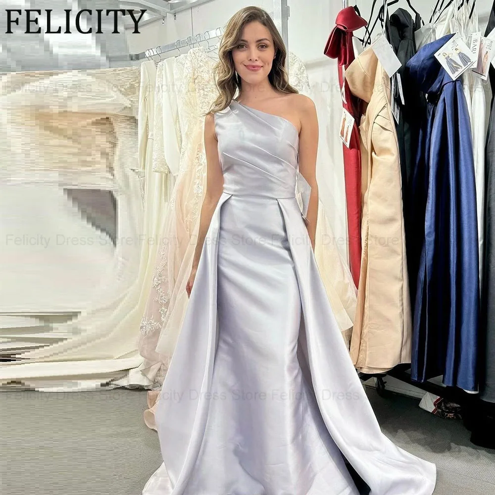 FELICITY Elegant Mother of the Bride Dresses 2024 A-Line Sleeveless Wedding Guest Dresses One-Shoulder Pleated Bridesmaid Gowns 1