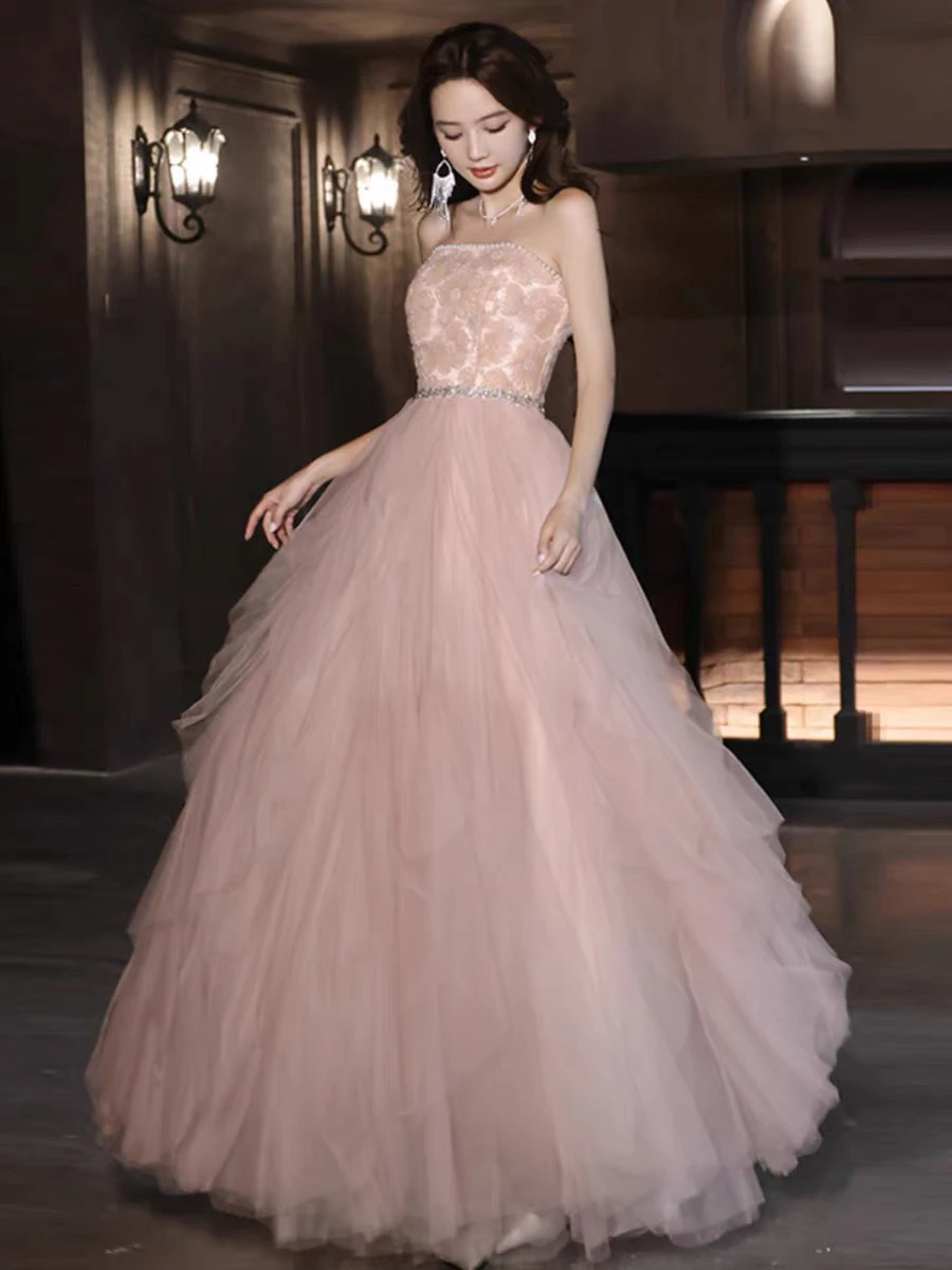 Graceful Pink Celebrity Dresses Floor Length Floral Beading Printed Sequins Vintage Wedding Bride Evening Woman Party Gowns 2024 1