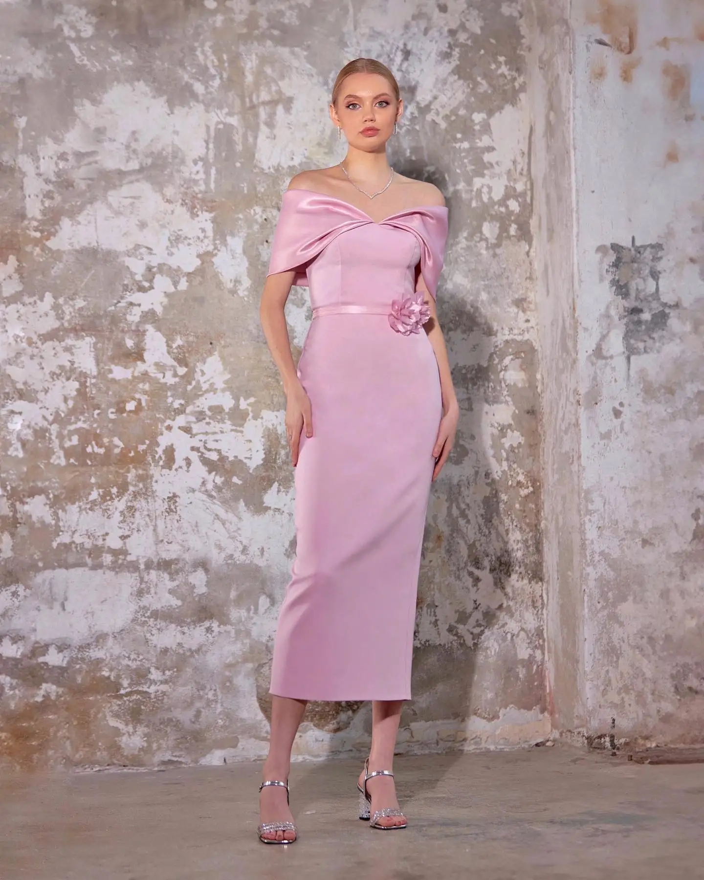 Mvozein Pink Mother of the Bride Dresses for Weddings Satin Off The Shoulder Wedding Party Dress Elegant Women Party Dresses 1