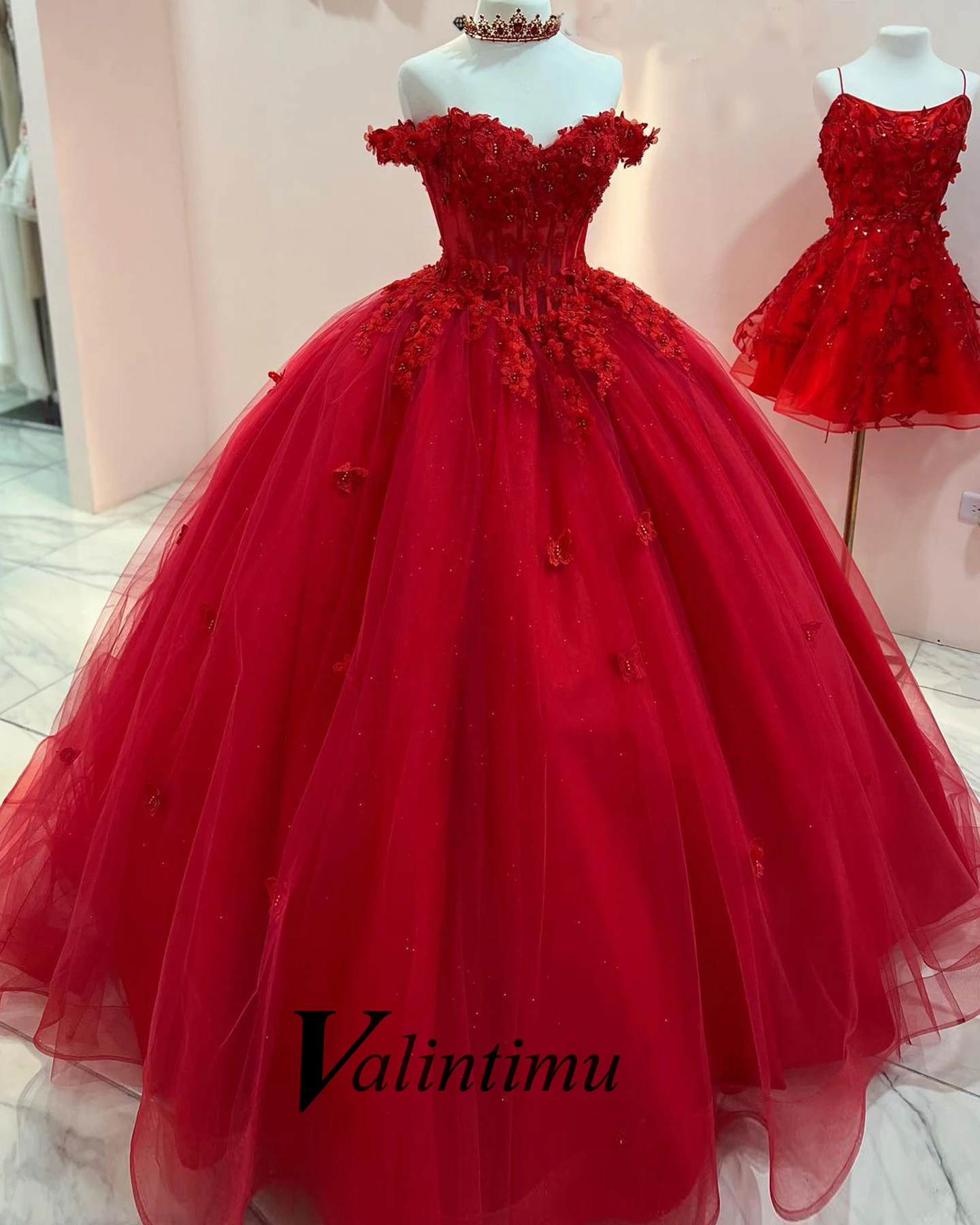 Valintimu Charming Sweetheart Quinceanera Dress for Girls Beads Off the Shoulder Court Train Birthday Party Personalised 1