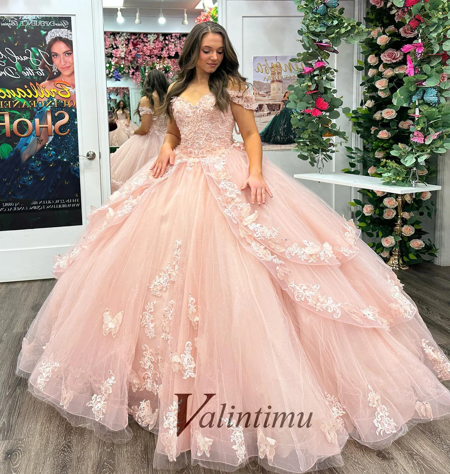 Valintimu Princess Sweetheart Quinceanera Dress for Teen Lace Appliques Off the Shoulder with Beads Formal Party Personalised 1