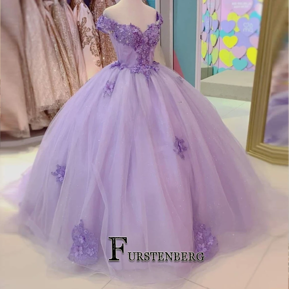 FURSTENBERG Charming Sweetheart Quinceanera Dress Beads Lacing up Lace Appliques Off Shoulder Tulle Ball Gown Prom Customised 1