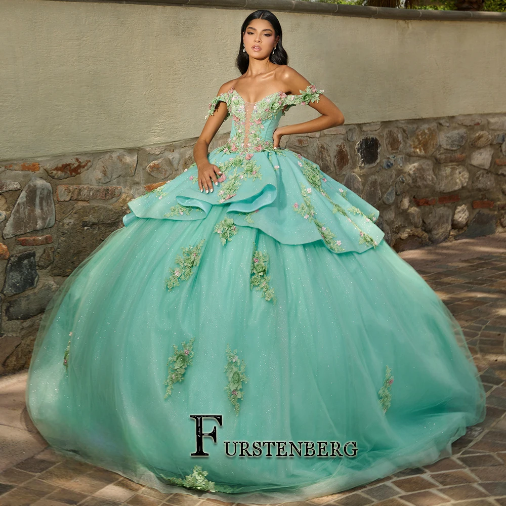 FURSTENBERG Charming Sweetheart Quinceanera Dress Lace Appliques Off Shoulder Corset Ball Gown Quinceanera Party Made to Order 1