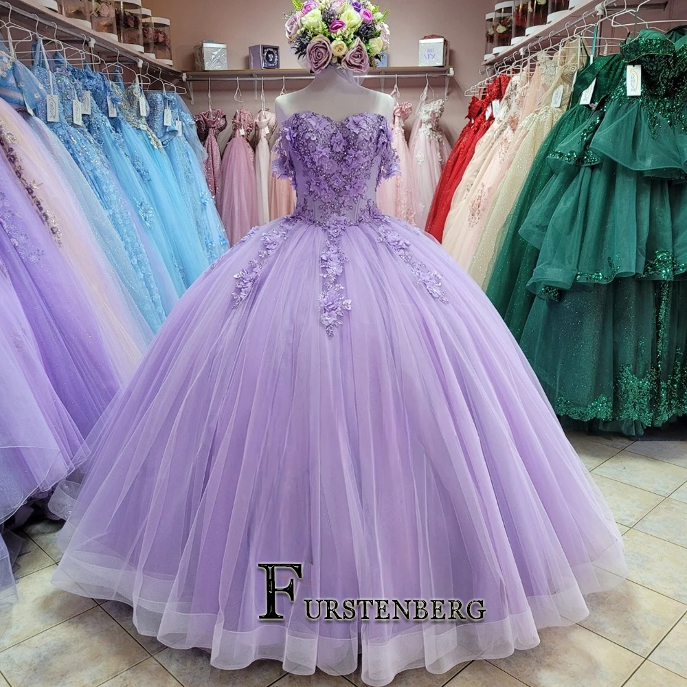 FURSTENBERG Charming Sweetheart Quinceanera for 15 Anos Corset Lace Appliques Beads Off the Shoulder Ball Gown Graduation Party 1