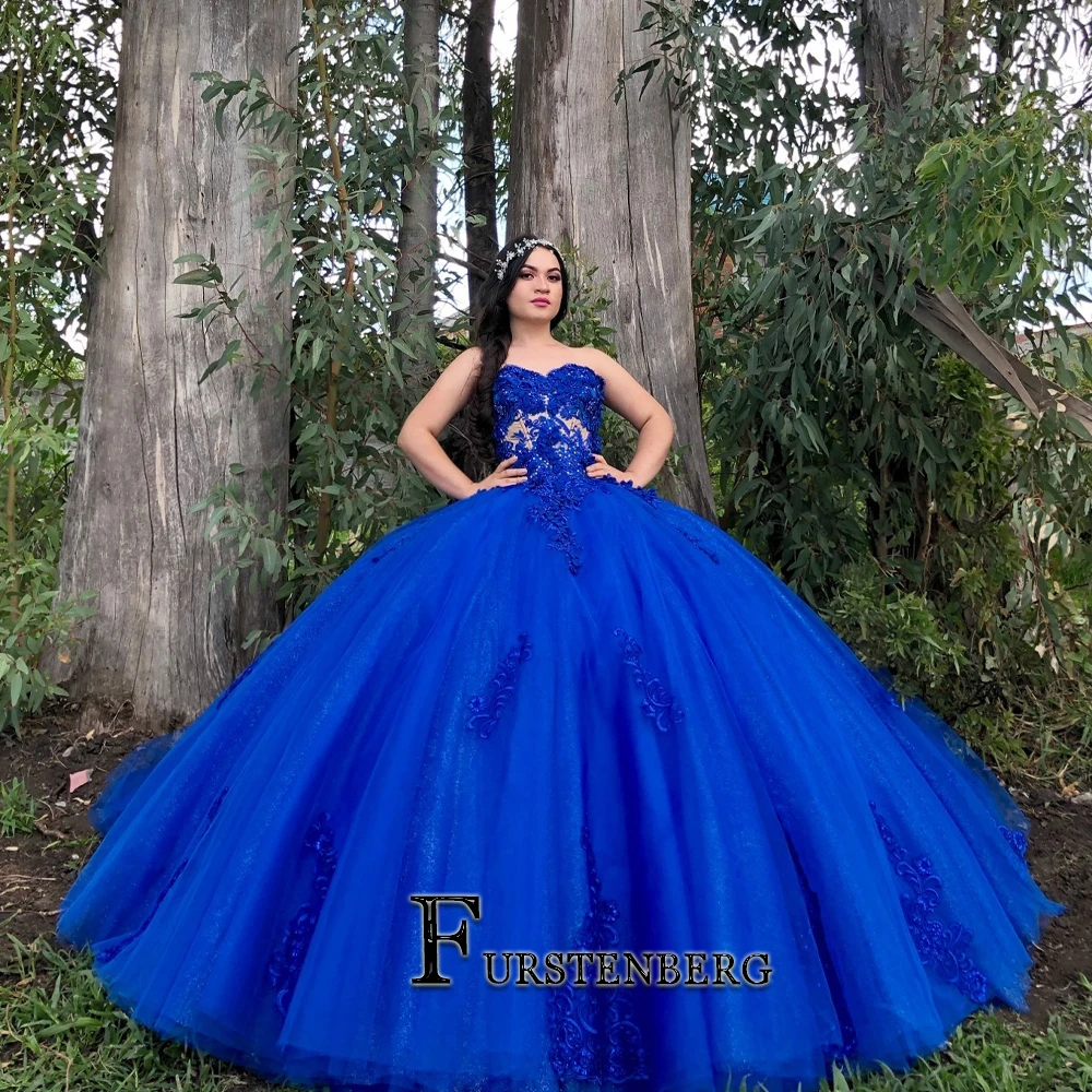 FURSTENBERG Attractive Sleeveless Quinceanera Dress Rhinestones Lace Appliques Lacing up Sweetheart Ball Gown Graduation Party 1