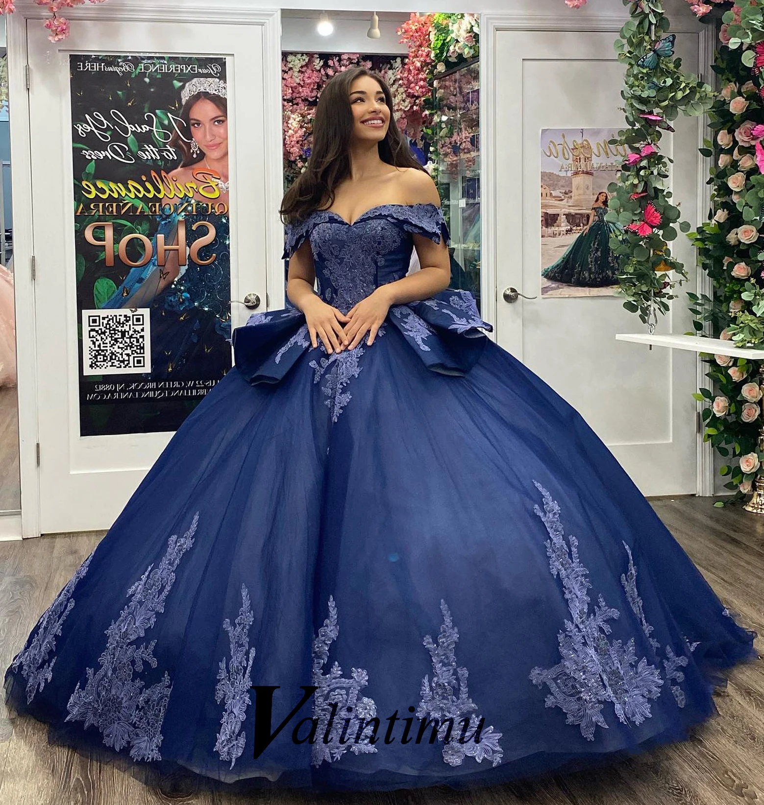 Valintimu Attractive Sweetheart Quinceanera Dress for Girls Lacing up Off the Shoulder Chapel Train Birthday Party Personalised 1