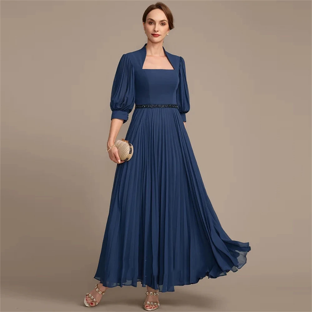 Yipeisha Simple sexy 2024 high quality Mother of the bride A-LINE Dress Draped Irregular Square Neckline Wedding Guest Dress 1