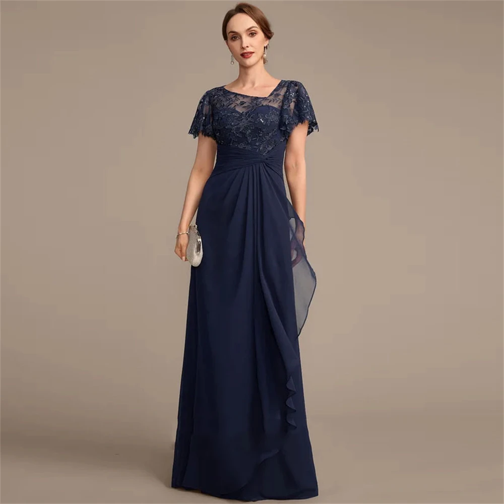 Yipeisha Simple sexy 2024 high quality Mother of the bride A-LINE Lace Dress Draped Irregular V-neck Wedding Guest Dress 1