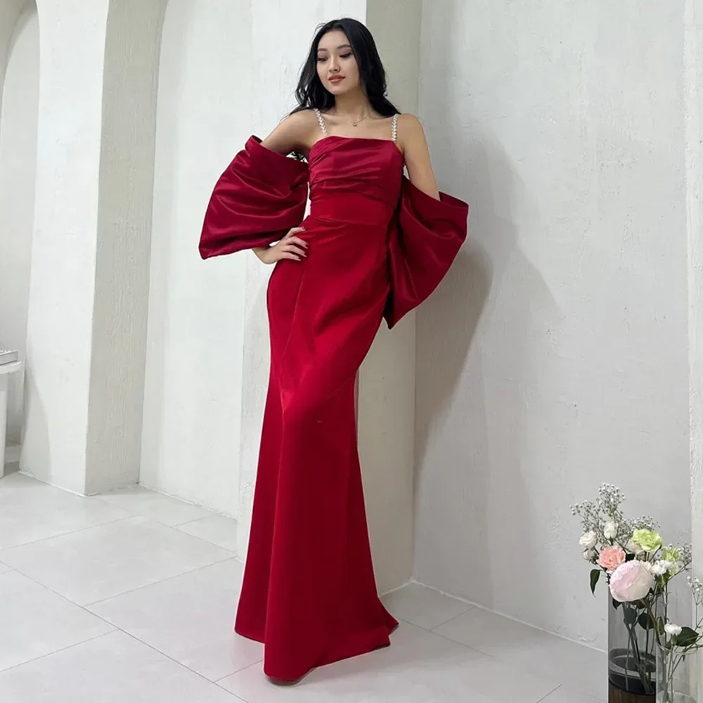 Trumpet Dress Solid Color Backless Prom Gown Sexy Spaghetti Strap Square Neck Evening Dresses for Women فساتين سهرة فخمه 1